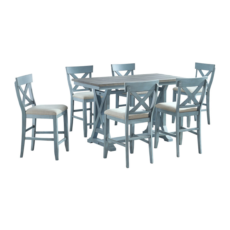 Amiee-Lee Trestle Dining Table, Light Turquoise, 36" H x 60" W x 30" D