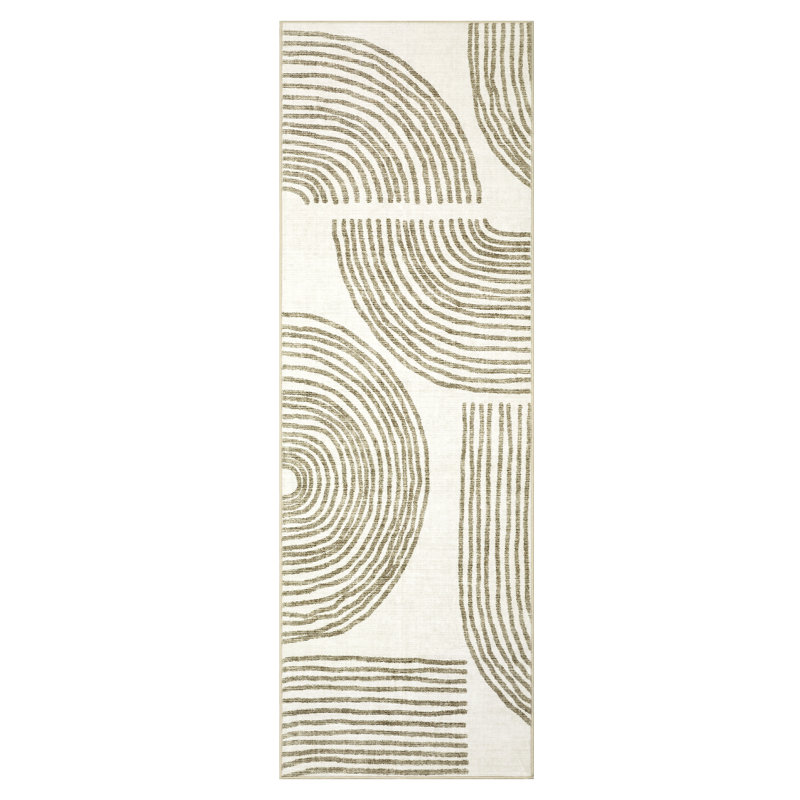 Machine Washable Rug with Non Slip TPR Backing Soft Non Shedding Floor Covering, Low Pile Thin Foldable Printed Mat for Living Room Bedroom