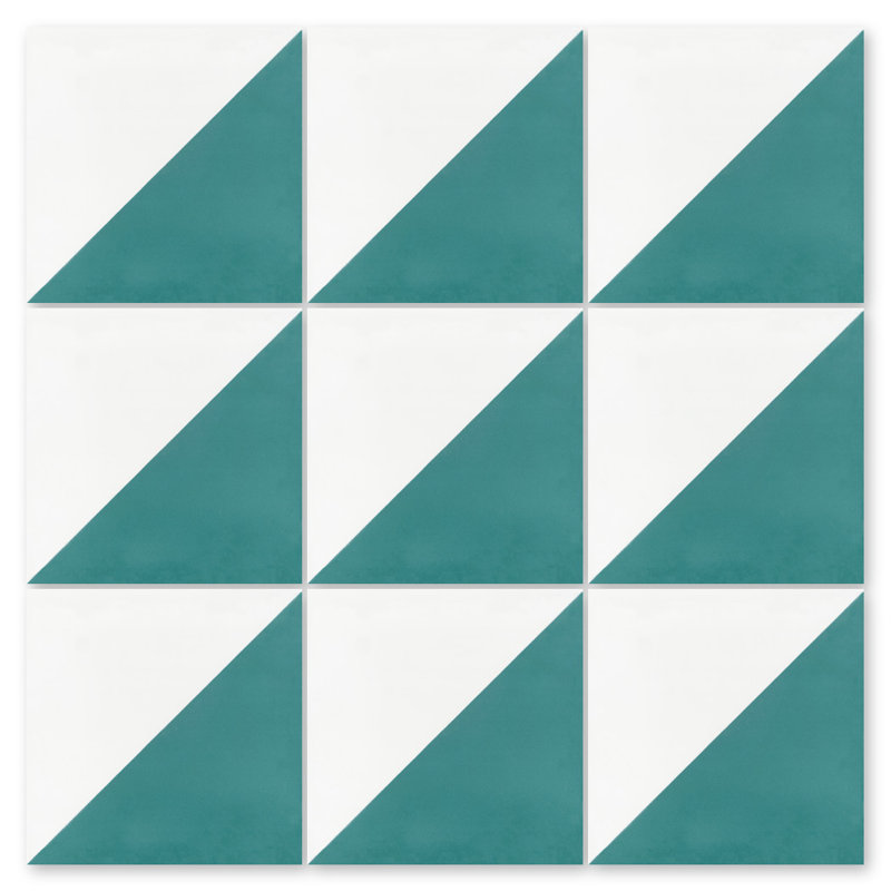 Man Overboard 8" x 8" Cement Wall & Floor Tile, Teal & White