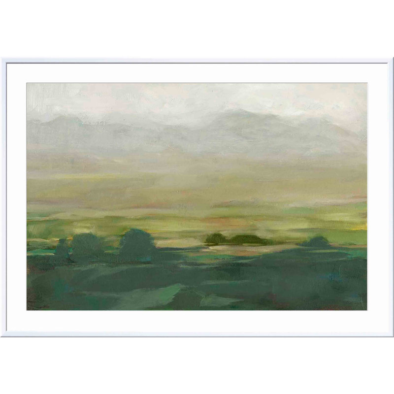 «Misty Valley I» par Ethan Harper - peinture encadrée, H 12 po x l 12 po, Blanc