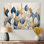 Décoration murale beige et bleu minimalisme feuilles I - grandes feuilles