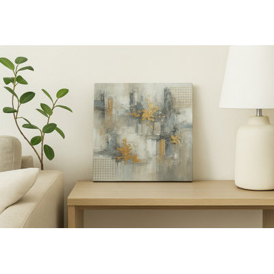 Reproduction d'art abstraite sur toile dorée