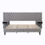 Lit plateforme moderne avec tête de lit, lit plateforme tapissier moderne en velours avec 2 tables de chevet-28110223