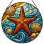Panneau de vitrail 12 "H Starfish Seashell-2067518891