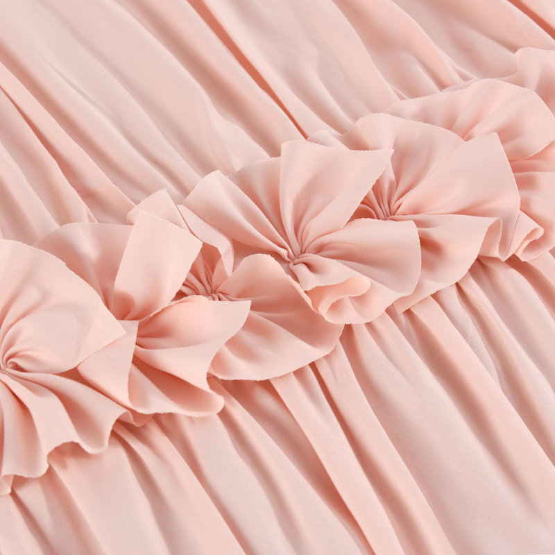  Ensemble d'édredon à plis froncés 7 pièces Lit romantique dans un sac, Grand édredon et 6 pièces supplémentaires, Rose