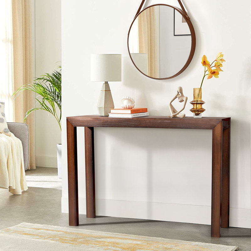 46 In. Rectangle MDF Console Table, Dark Brown Wood