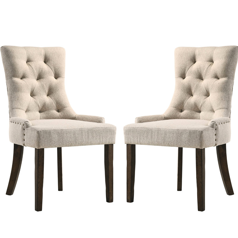 Ensemble de 2 chaises de salle à manger rembourrées en tissu, beige