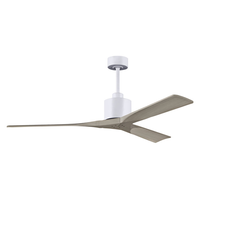 Nan Ceiling Fan In Textured Blades, Matte White, Gray Ash Tone, 52"