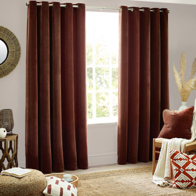 Heavy Chenille Room Darkening Eyelet Curtains