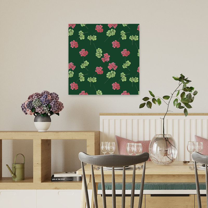 Art contemporain, art floral rétro, H 18 po x l 18 po