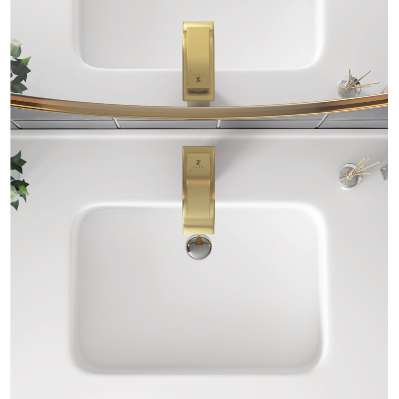 Single-handle Bathroom Faucet with Drain Assembly, Gold