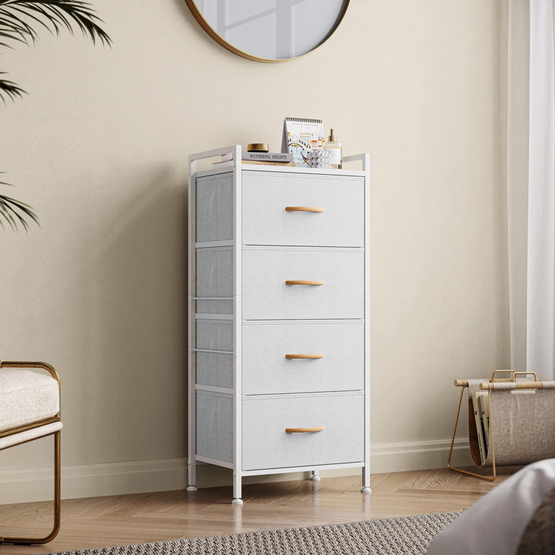4-Drawer Fabric Dresser for Bedroom, White