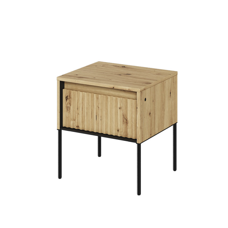 Amerion 46cm W Manufactured Wood Bedside Table, Oak Artisan/Black