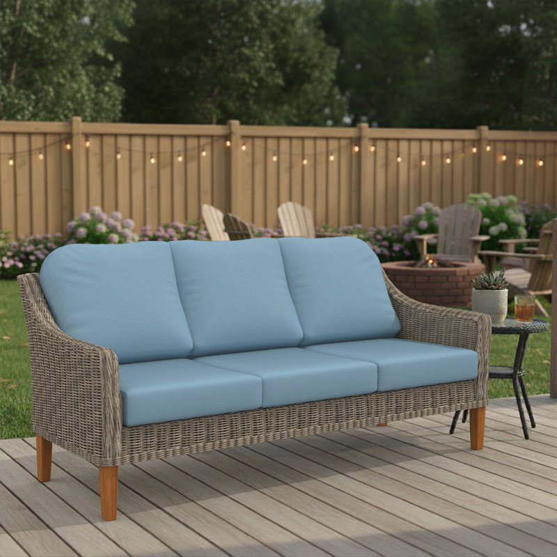 Outdoor Sunbrella® 3 Seater Sofa Cushions, Canvas Air Blue Sunbrella® Canvas