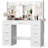 Makeup Vanity With Led Lighted Mirror And Built-In Power Supply-11717336
