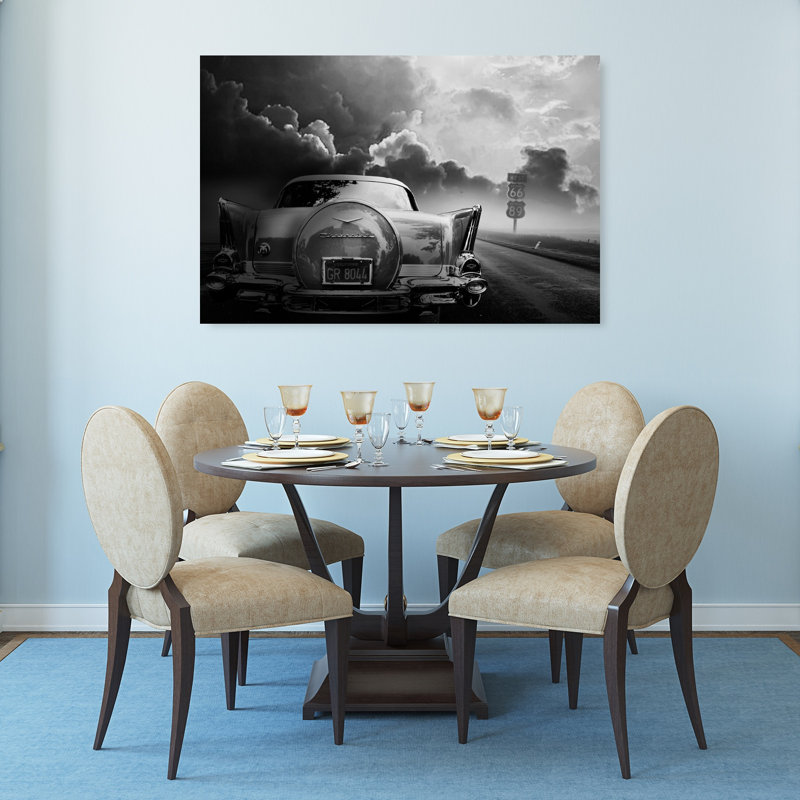 Route 66, route classique, paysage dramatique rétro, art mural, H 32 po x l 48 po