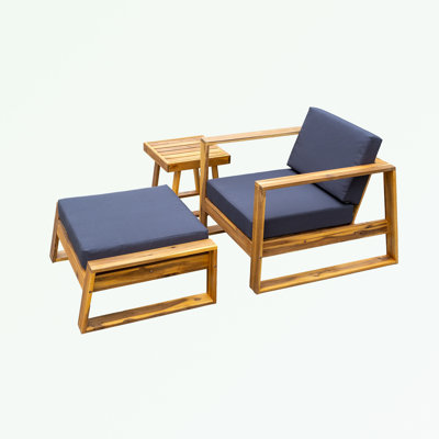 Acacia Wood Outdoor Lounge Set with coffee table by Loon Peak