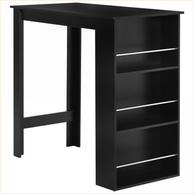 Dining Tables | Mesa de Comedor | Modern 3-Tier Storage Bar Table, Small Spaces, Kitchen Dining Living Room, Black | Particle Board