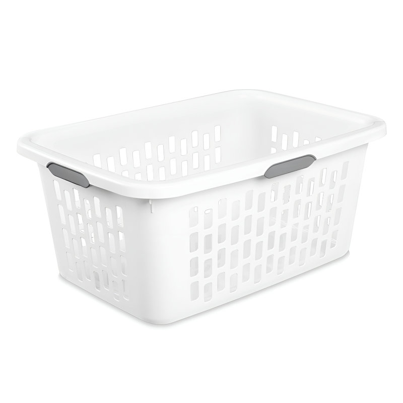 Sterilite Laundry Basket, 2 Bushel Plastic Hamper with Handles, 18 Pack, White