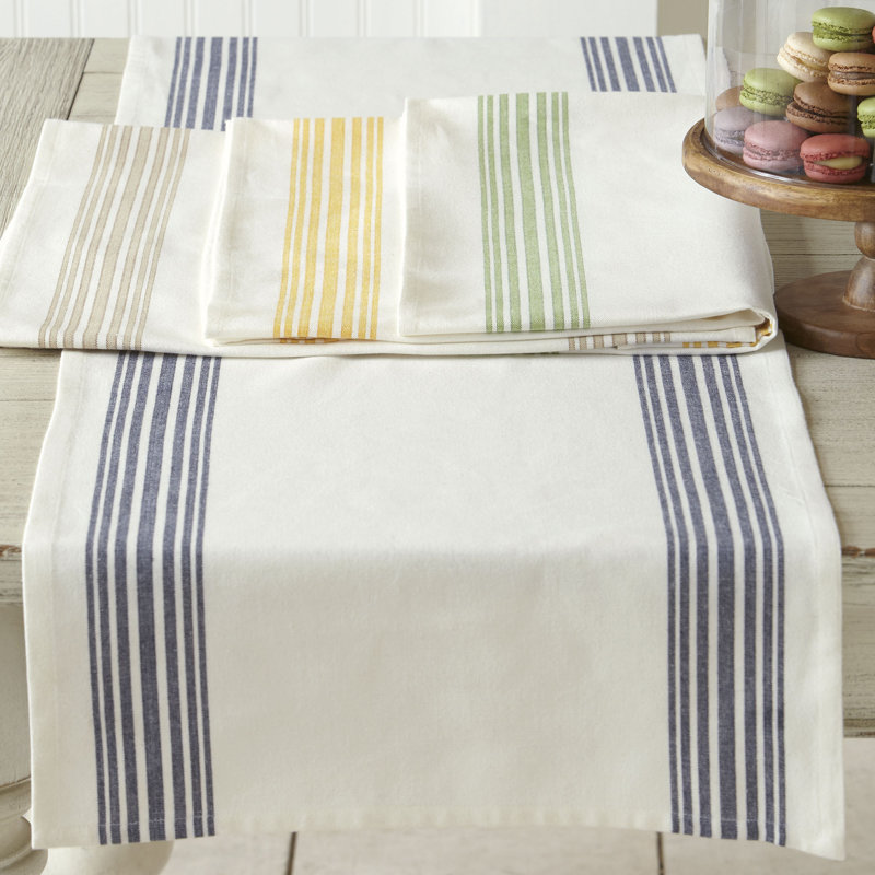 Wilber Striped Table Runnner, Navy Blue