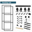 Porte de grange double coulissante en métal et en verre avec quincaillerie d'installation (fermeture en douceur incluse)-98303719-100489300