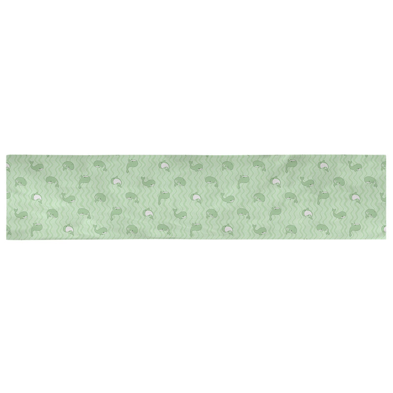 Chemin de table baleines Avicia, 90 po x 16 po, Vert, Coton