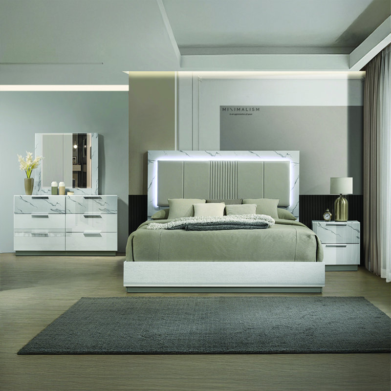 Chic Modern Nightstand with Two Smooth - Operating Drawers, Velvet - Lined Interior, and Compact Elegant Design for Bedroom Convenience