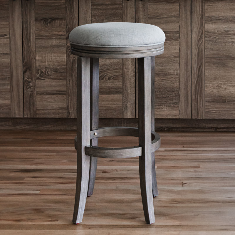 Maven Lane Eva Stool with Fabric Upholstery, Counter Stool (26" Seat Height), Reclaimed Oak