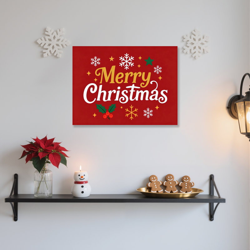 Merry Christmas Holiday, impression sur toile tendue sur toile, ensemble de 1, H 12 po x l 18 po