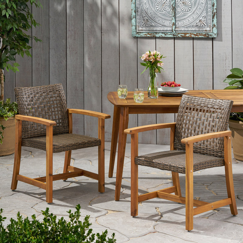 Outdoor Acacia Wood Club Chairs, Brown