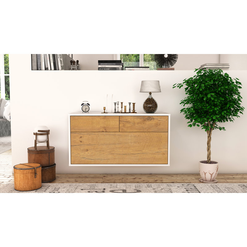 Nubell Unfinished Floating TV Stand, Oak