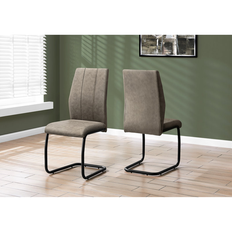 De 2 sièges de salle à manger rembourrés, tissu taupe, métal noir, hauteur 39 po, moderne pour la cuisine et la chambre
