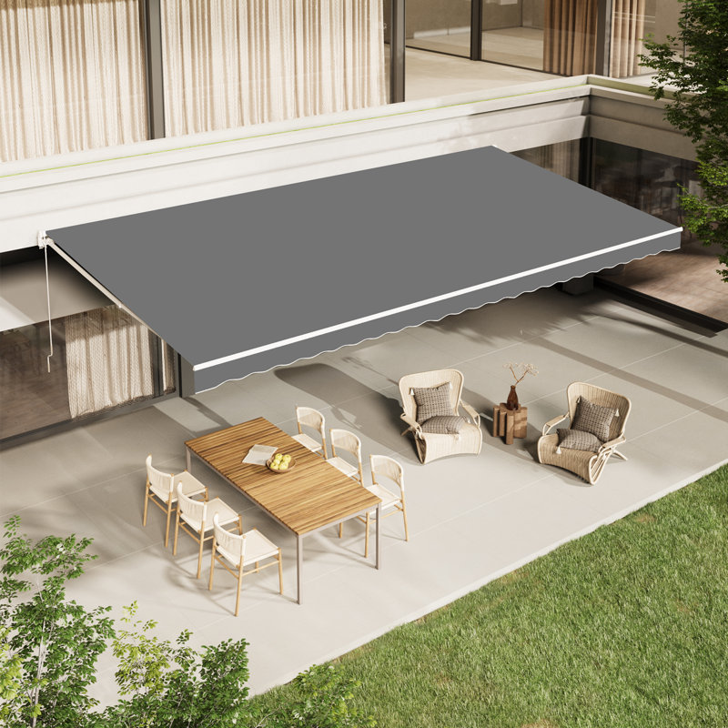 Auvent de terrasse à pente manuelle AECOJoy, Gris, L 240 po x P 120 po, Couleur unie