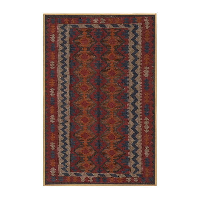 Tapis traditionnel rouge / bleu Alishah, Rectangle 8 pi x 10 pi
