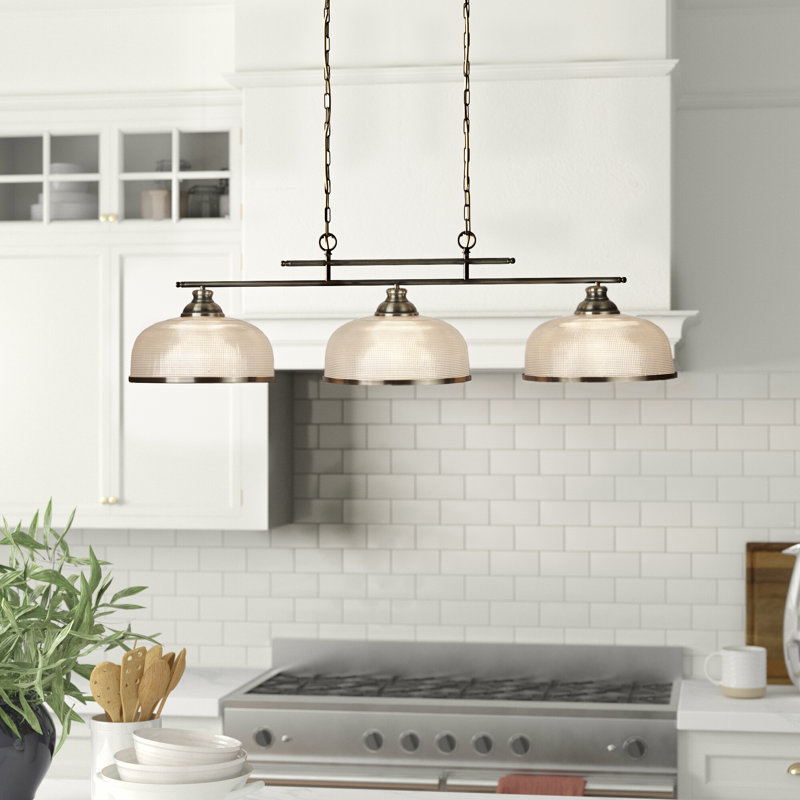 Asner 3-Light Kitchen Island Chandelier, Plated Antique Brass