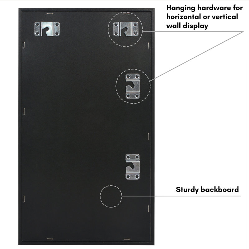 Boîte-cadre pour objets de collection avec verre incassable Americanflat 15 x 8,5 broches - noir