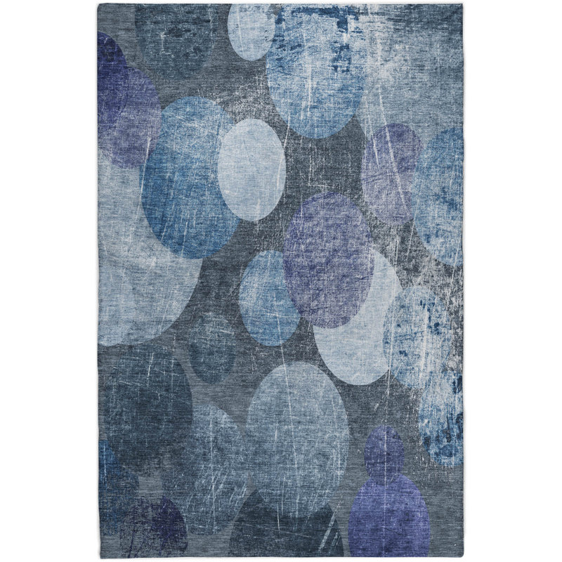 Premium Machine Washable Dream Shag ADS556 Geometric Rug, Blue, 9' x 12'