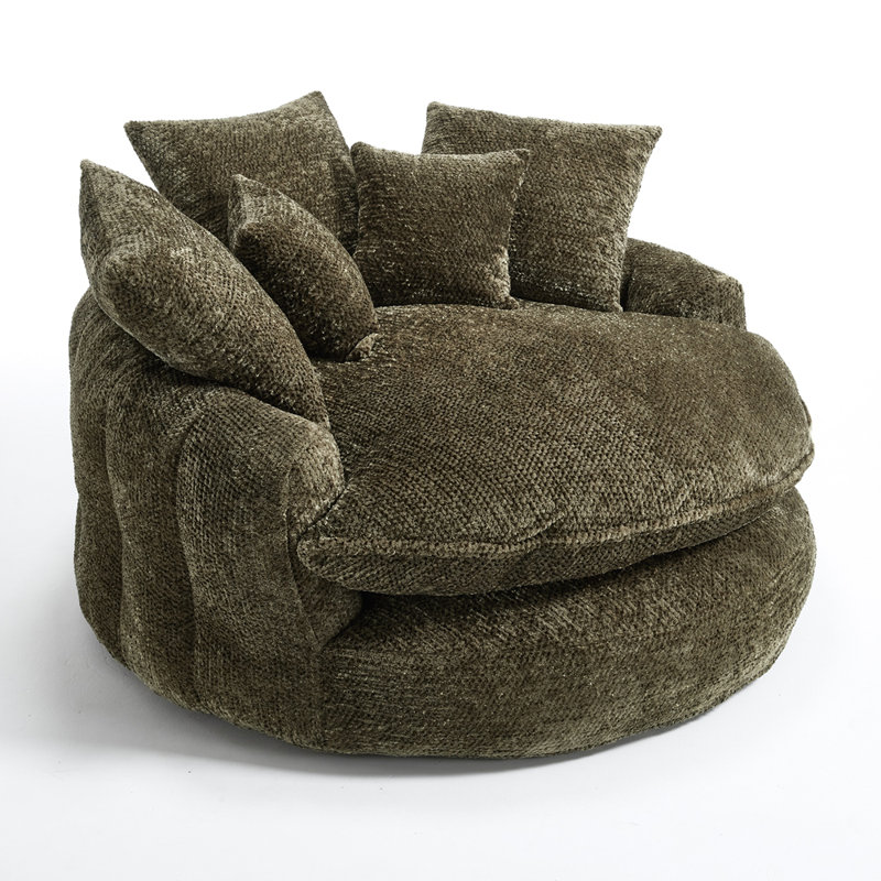 Fauteuil rond surdimensionné de 55 pouces, Vert olive