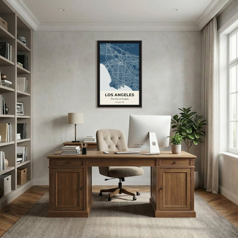 «Scenic & Cityscapes Los Angeles City Map», reproduction d'art, H 30 po x l 20 po