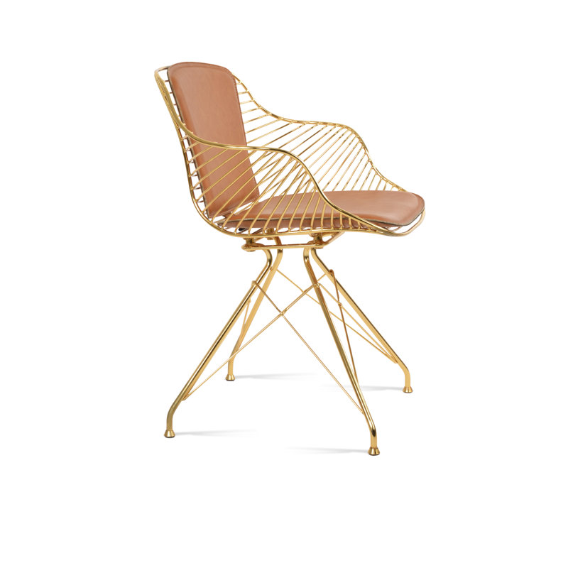 Chaise avec accoudoirs Zebra, Or, Caramel