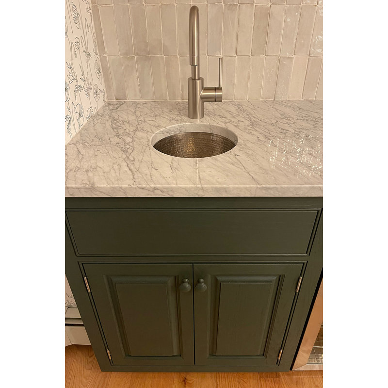12" Round Hammered Copper Bar Sink w/ 2" Drain Opening in Nickel