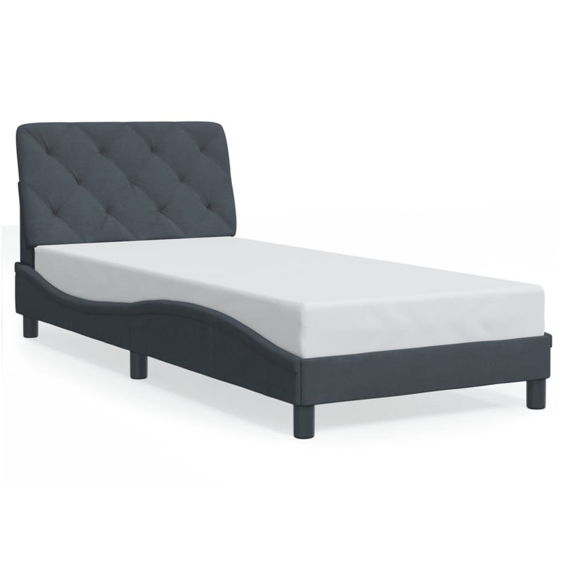 vidaXL Bed Frame without Mattress Piran Dark Grey 80x200 cm Velvet, Gray