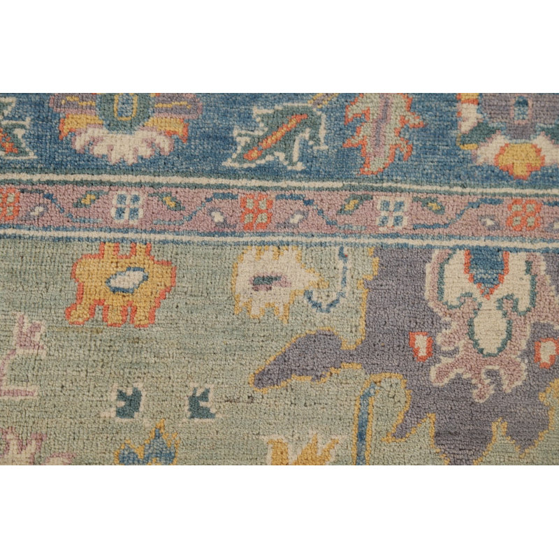 Tapis décoratif vert sauge Oushak 4 x 6
