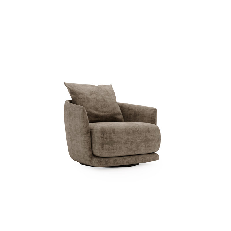 Mahn Upholstered Swivel Armchair, Polyester Blend - Brown