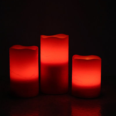 Real Wax Flameless Pillar Candles with Timer for Christmas, 3 Pcs, 6 Batteries Included, Size: 3" x 6"
