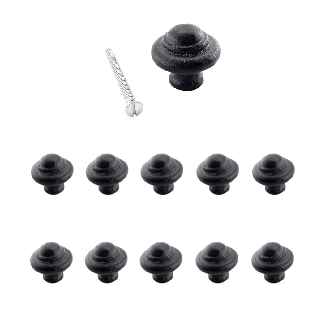 Black Wrought Iron Cabinet Knobs Colonial Design Renovators Supply (Set of 10) The Renovators Supply Inc.
