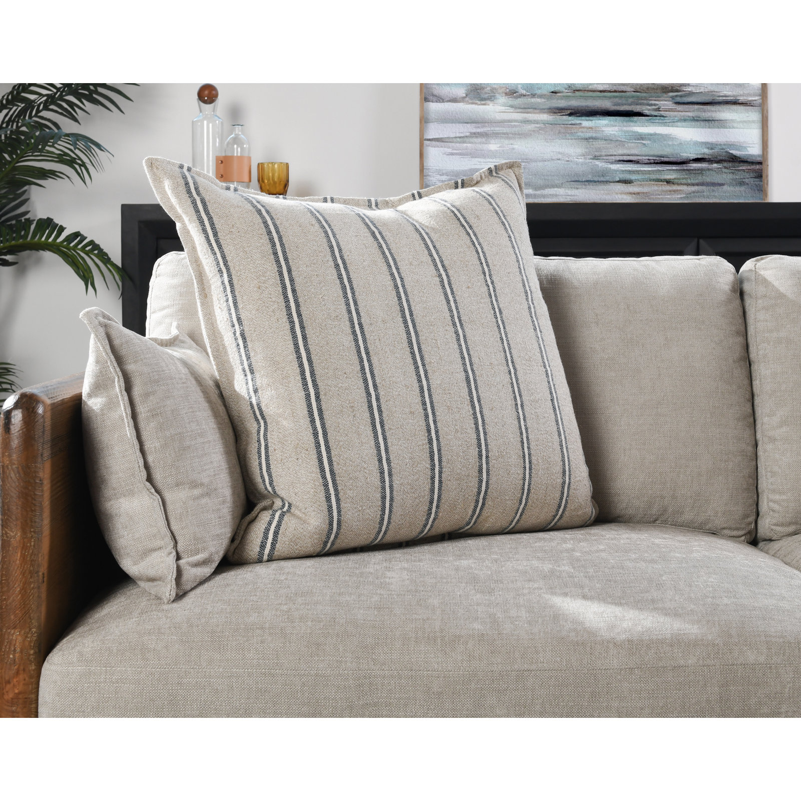 Gemini Striped Cotton Throw Pillow, 26'' x 26''