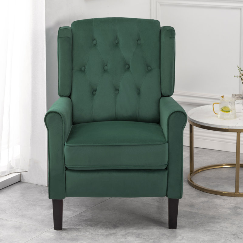 Coss 70cm Wide Velvet Wing Chair Recliner, Green
