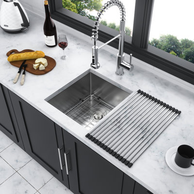 16 Gauge Undermount Sink, 13 Inch Stainless Steel, 13"X15"X9", 9 Deep Single Bowl Kitchen Basin, Brushed Nickel Sink In Inch, Gauge,