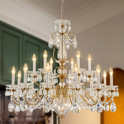 18-Light Maria Theresa Candle Brass Crystal Chandelier